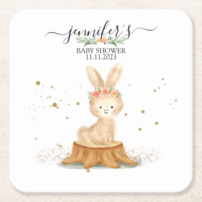 Dessous-de-verre Carré En Papier Bunny Rabbit wildlife baby newborn (Devant)