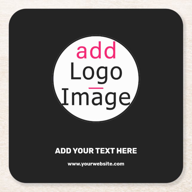 Dessous-de-verre Carré En Papier Business Chic Personnalisable noir blanc minimal (Devant)