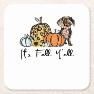 Dessous-de-verre Carré En Papier C’est la Décontractée Dachshund Dachshund Fall Y’a