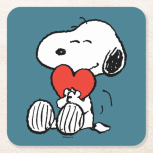 Dessous-de-verre Carré En Papier cacahuètes Saint Valentin Snoopy Heart Hug