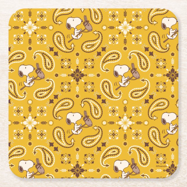 Dessous-de-verre Carré En Papier cacahuètes | Snoopy Bandana Cowboy (Devant)