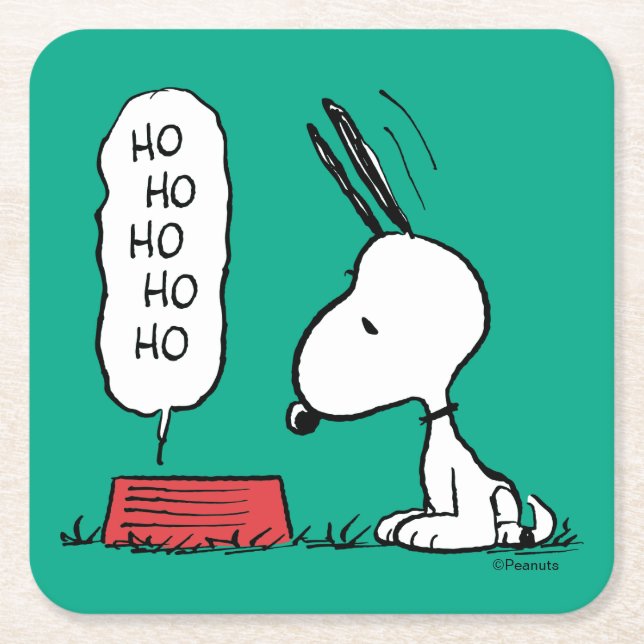 Dessous-de-verre Carré En Papier cacahuètes | Snoopy Ho Ho Ho Plat alimentaire (Devant)