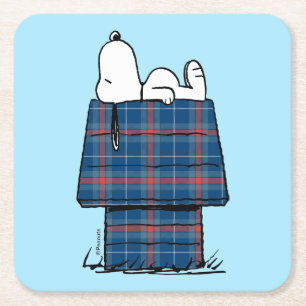 Dessous-de-verre Carré En Papier cacahuètes Snoopy Plaid Flannel Holiday Dog Hous
