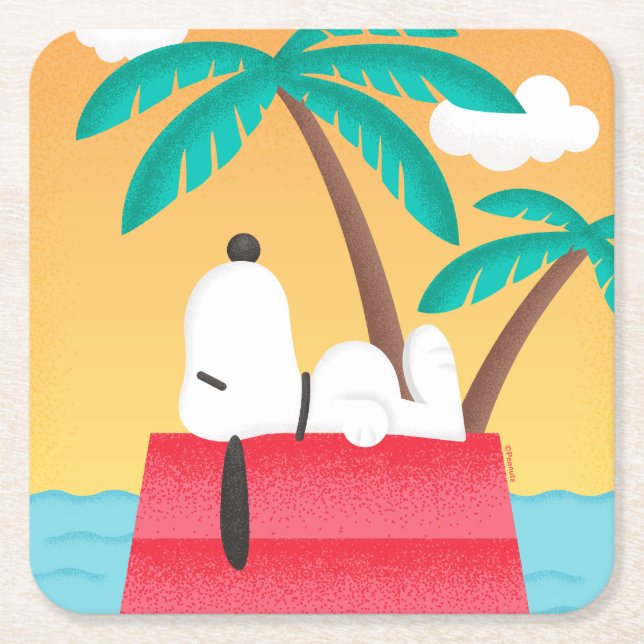 Dessous-de-verre Carré En Papier cacahuètes | Snoopy Tropical Deco Dreams (Devant)