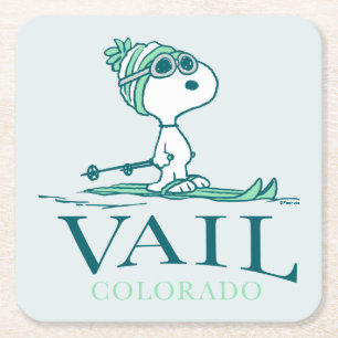 Dessous-de-verre Carré En Papier cacahuètes Snoopy Vail Colorado