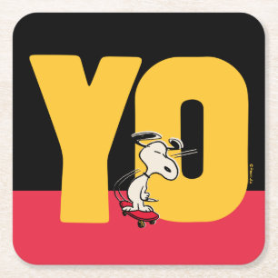Dessous-de-verre Carré En Papier cacahuètes   Snoopy YO Skateboard