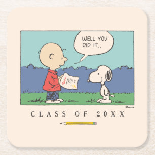 Dessous-de-verre Carré En Papier Cachou Charlie Brown Snoopy Eh bien vous l'avez fa