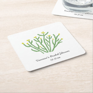 Dessous-de-verre Carré En Papier Cactus Fleur Jaune Cholla Shower Nuptial
