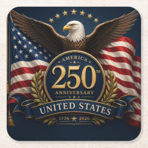 Dessous-de-verre Carré En Papier Cadeau commémoratif patriotique 250e anniversaire