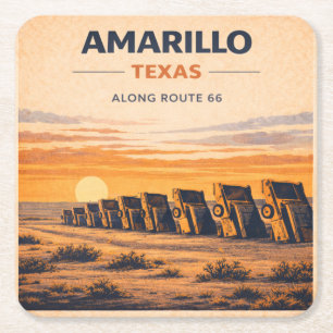 Dessous-de-verre Carré En Papier Cadeau de décoration de barware Route 66 d'Amarill