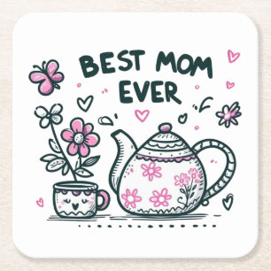 Dessous-de-verre Carré En Papier Cadeau de la fête des mères   Meilleure maman jama