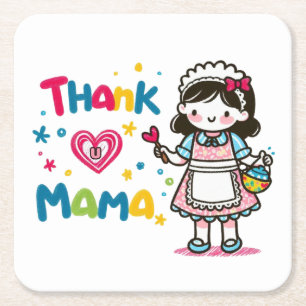 Dessous-de-verre Carré En Papier Cadeau de la fête des mères Merci Mama