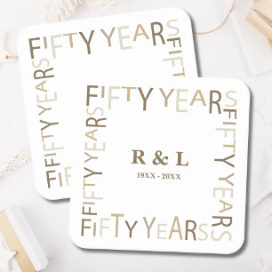 Dessous-de-verre Carré En Papier Cadeau du 50e anniversaire du Mariage d'or