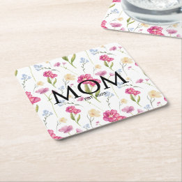 Dessous-de-verre Carré En Papier Cadeau Fleur Fleur Sauvage Nouvelle Maman Maman Ét