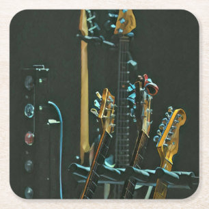 Dessous-de-verre Carré En Papier Cadeau pour ami guitariste