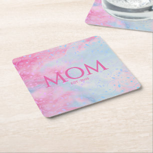 Dessous-de-verre Carré En Papier Cadeau Pretty Pink Blue pour nouvelle maman Maman