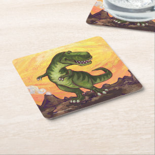 Dessous-de-verre Carré En Papier Cadeaux de Tyrannosaure & Accessoires