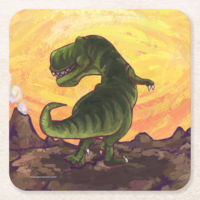Dessous-de-verre Carré En Papier Cadeaux et accessoires Tyrannosaurus (Devant)