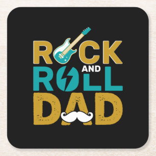 Dessous-de-verre Carré En Papier Cadeaux papa   Rock And Roll Papa