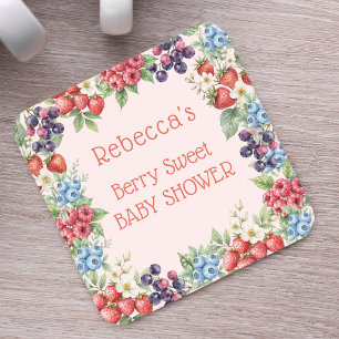 Dessous-de-verre Carré En Papier Cadre de baies Baby Shower aux fruits rouges doux