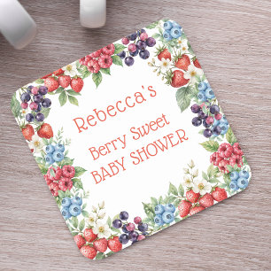 Dessous-de-verre Carré En Papier Cadre de baies Baby Shower aux fruits rouges doux