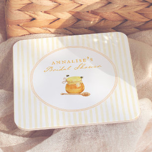 Dessous-de-verre Carré En Papier Cadre Fantaisiste Abeille à Miel pour la Mariée