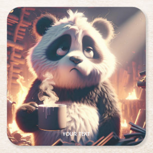 Dessous-de-verre Carré En Papier Café Panda Coupe Imaginaire Cute