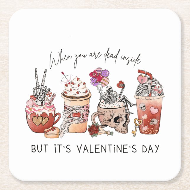Dessous-de-verre Carré En Papier Café Valentines | Saint Valentin (Devant)