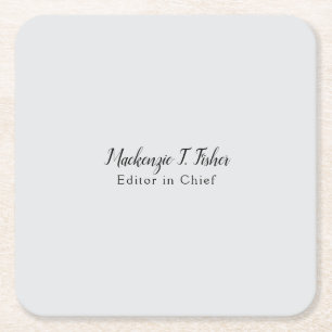 Dessous-de-verre Carré En Papier Calligraphie classique Élégante Plaque Gris simple