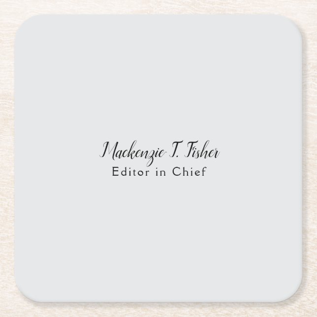 Dessous-de-verre Carré En Papier Calligraphie classique Élégante Plaque Gris simple (Devant)