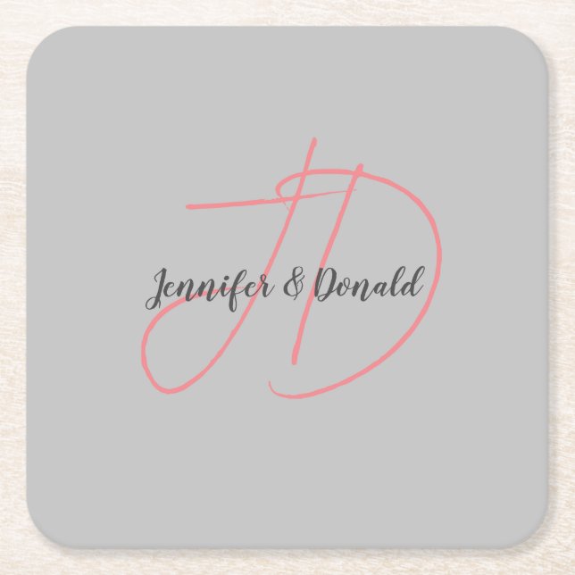 Dessous-de-verre Carré En Papier Calligraphie classique tendance monogramme (Devant)