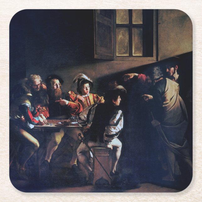 Dessous-de-verre Carré En Papier Calling of Saint Matthew, Caravaggio (Devant)