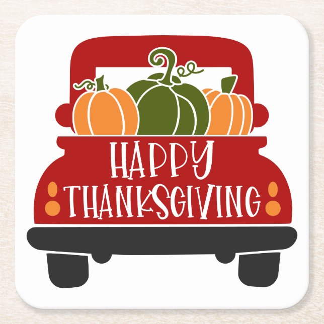 Dessous-de-verre Carré En Papier Camion de Thanksgiving (Devant)