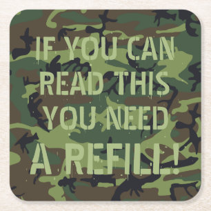 Dessous-de-verre Carré En Papier Camo Si Vous Pouvez Lire Ceci Vous Avez Besoin D'U