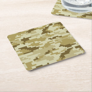 Dessous-de-verre Carré En Papier Camouflage 8 bits pour désert numérique / Camo