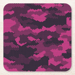 Dessous-de-verre Carré En Papier Camouflage hexagonal, texture militaire arrière -