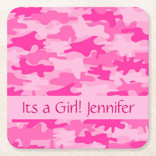 Dessous-de-verre Carré En Papier Camouflage rose de Camo son un nom de fille