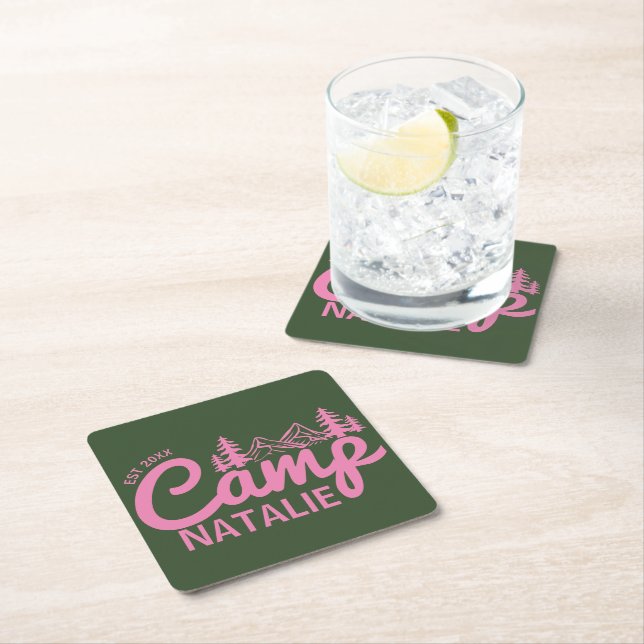 Dessous-de-verre Carré En Papier Camping personnalisé Bachelorette Party Bridesmait (En situation)