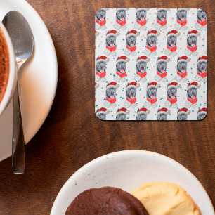 Dessous-de-verre Carré En Papier Cane Corso Chien race Étoiles de Noël