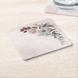 Dessous-de-verre Carré En Papier cannelle rose rose blanc floral