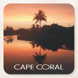 Dessous-de-verre Carré En Papier Cap Coral Floride coucher de soleil