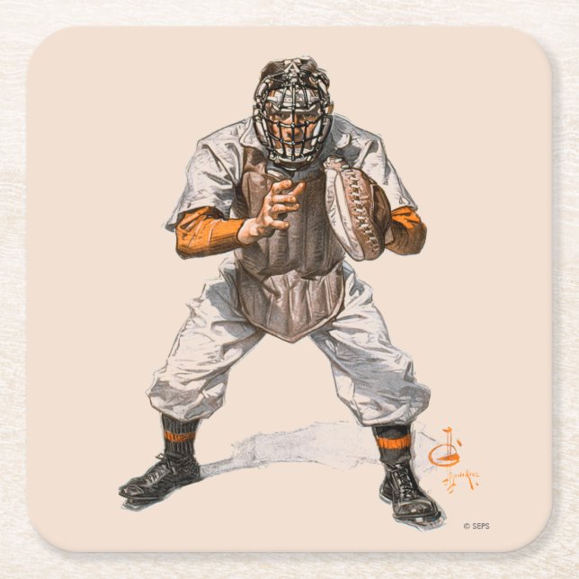 Dessous-de-verre Carré En Papier Capteur de baseball (Devant)