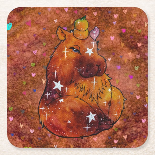 Dessous-de-verre Carré En Papier Capybara nommé Dream (Devant)