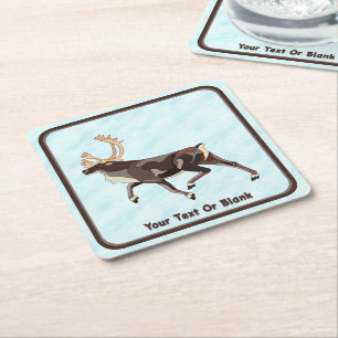 Dessous-de-verre Carré En Papier Caribou/Reindeer d'art populaire