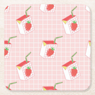 Dessous-de-verre Carré En Papier Caricatures de Lait de fraise : Motif