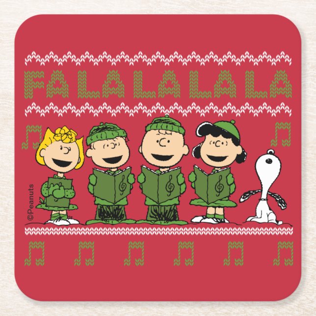 Dessous-de-verre Carré En Papier Caroling Christmas Sweater Graphic (Devant)