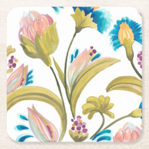 Dessous-de-verre Carré En Papier Carreaux floraux de l'abbaye - Fleurs de printemps