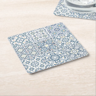 Dessous-de-verre Carré En Papier Carreaux Méditerranéens, Marocains, Majolique, Azu