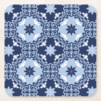 Dessous-de-verre Carré En Papier Carrelage décoratif bleu ornemental géométrique ma