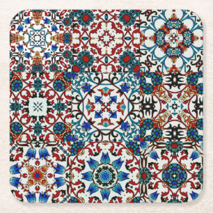 Dessous-de-verre Carré En Papier Carrelage marocain, mosaïque, art coloré